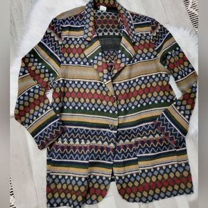 Vintage 90s Fritzi Southwestern Multicolored Woven Blazer  Jacket Women's Large